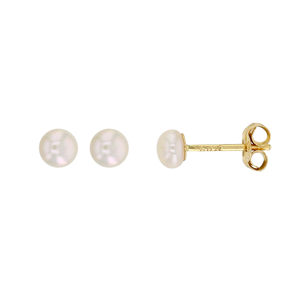 Boucles d'oreilles en Or 750/1000 avec perle d'eau douce 4mm forme bouton (3030246)