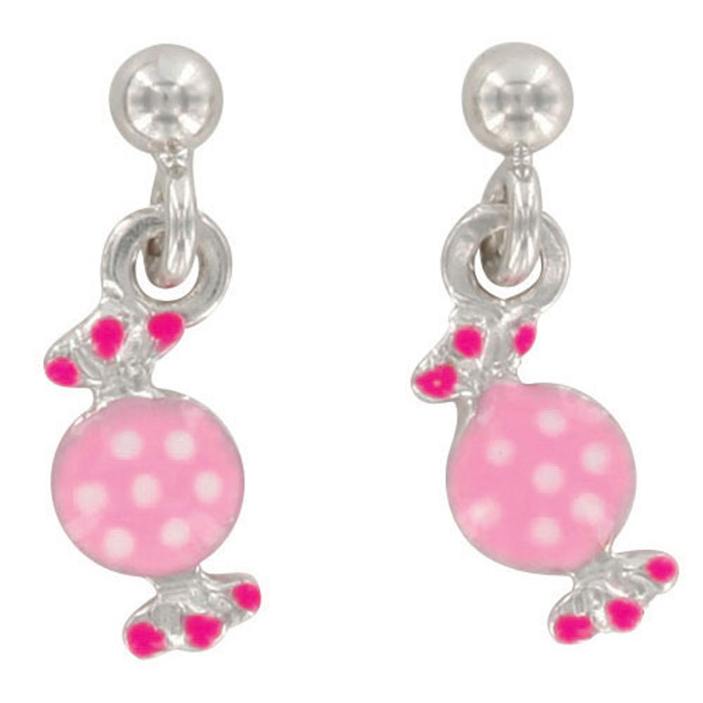 Boucles d'oreilles émail argent 925/1000 rhodié - Rose - Enfant