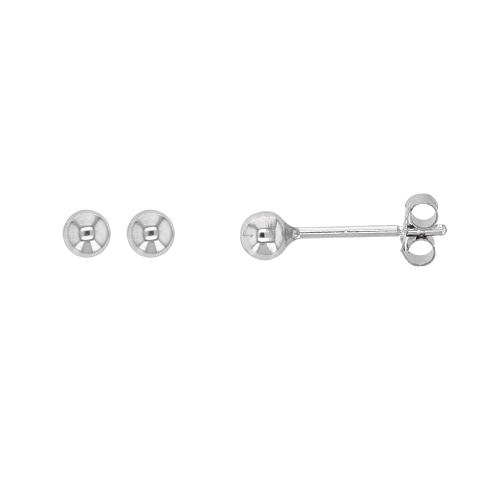 Boucles d'oreilles boules 3mm en Or blanc 750/1000 (303041BL)