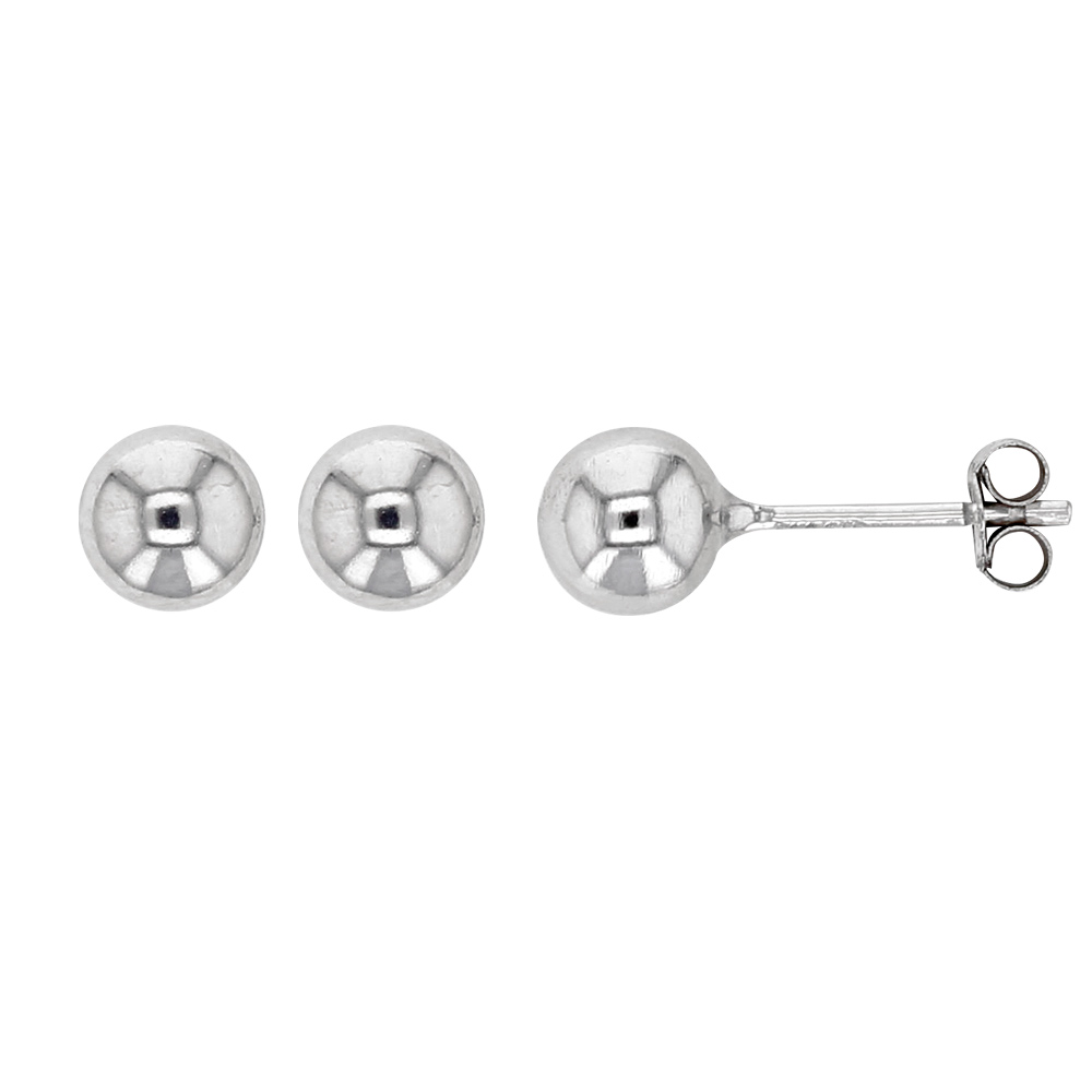 Boucles d'oreilles boules 5mm en Or blanc 750/1000 (303043BL)