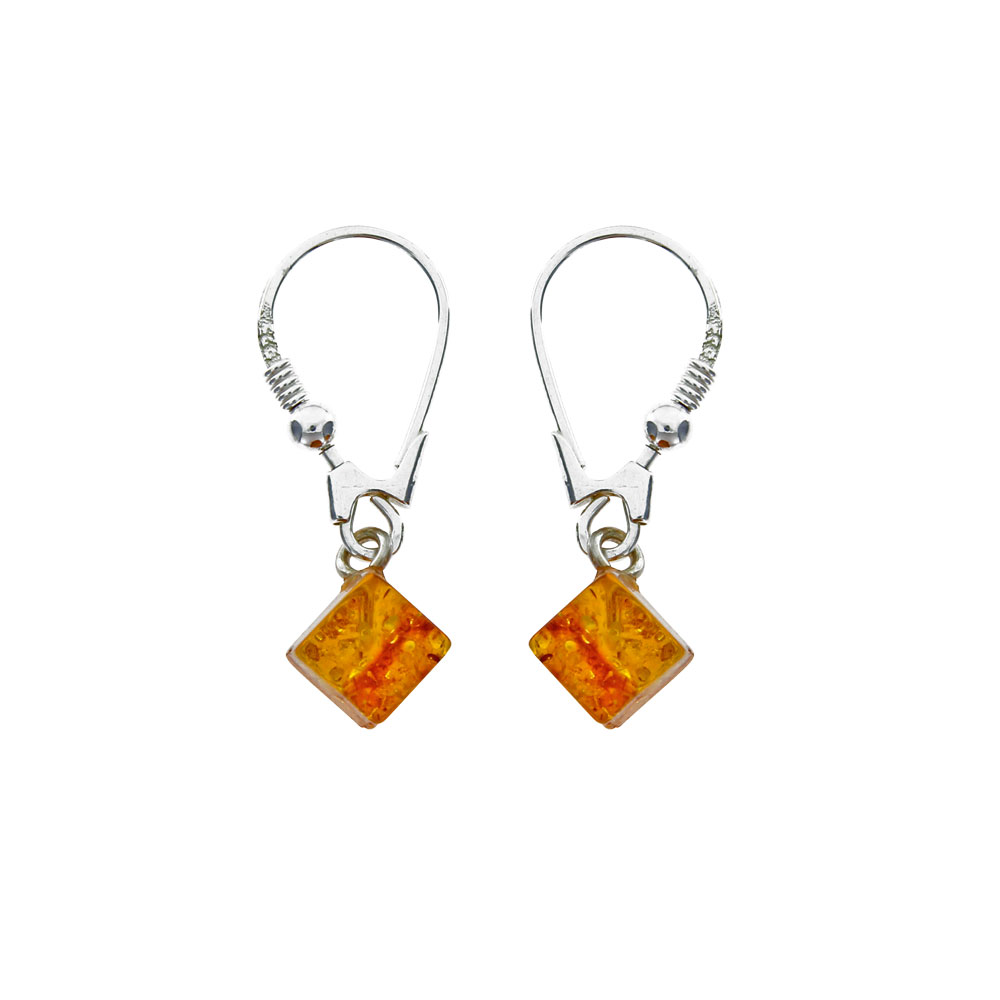 Boucles d'oreilles argent 925/1000e ambre