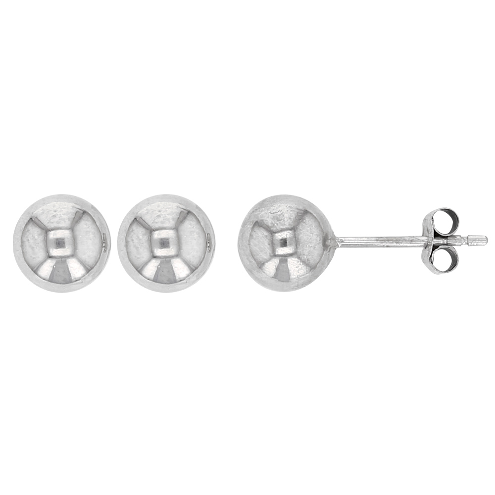 Boucles d'oreille boules 6mm en Or blanc 750/1000 (303044BL)