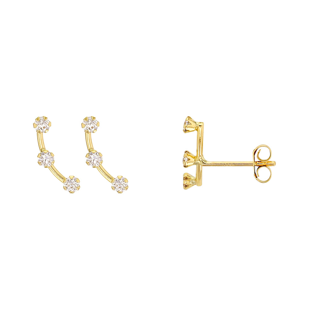 Boucles d'oreilles fil arrondi et oxydes de zirconium en Or 375/1000e (393389)