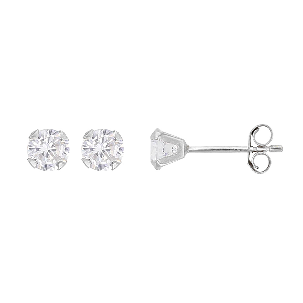 Boucles d'oreilles en Or blanc 750/1000 avec oxyde de 5mm serti 4 griffes (303839)