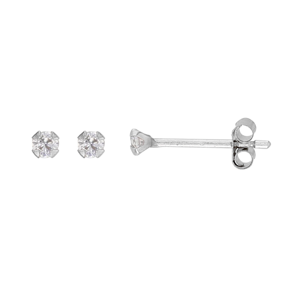 Boucles d'oreilles puces en Or blanc 750/1000 avec oxyde de 2 mm sur tige de 0,6mm (303838)