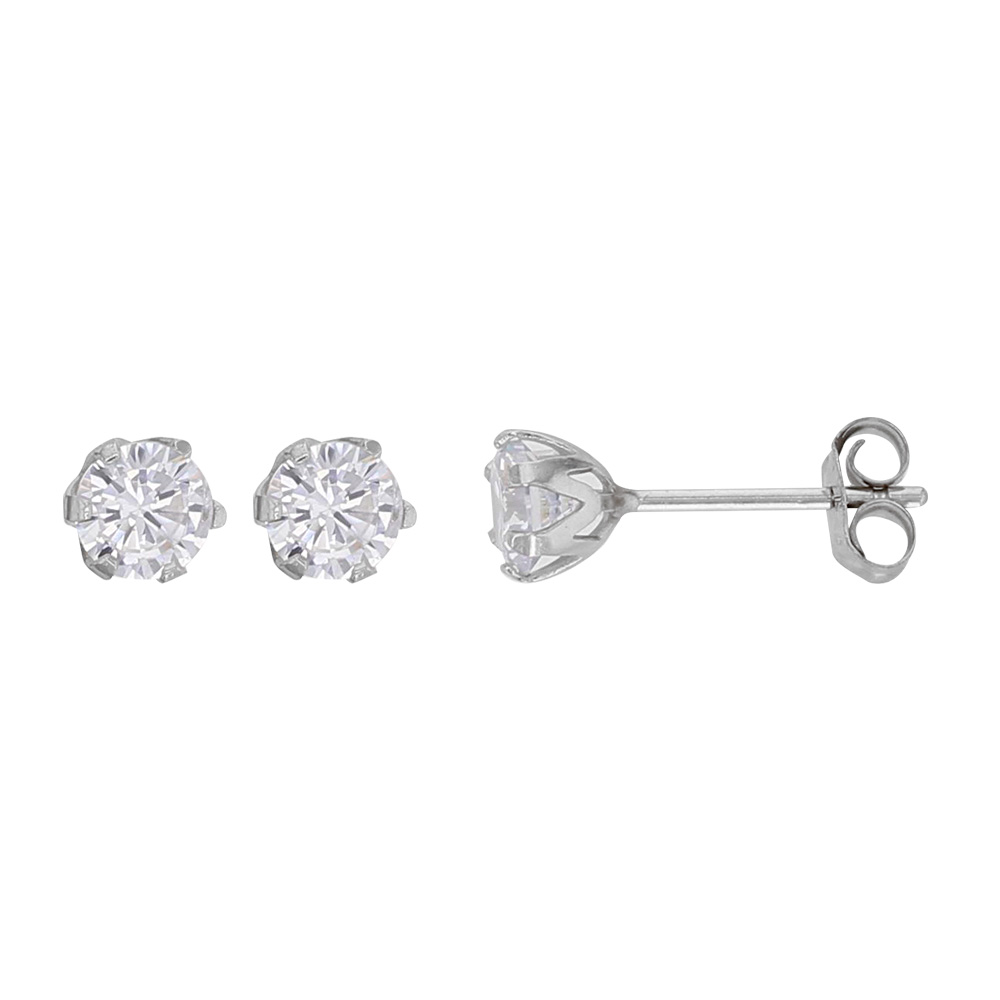 Boucles d'oreilles puce en Or blanc 750/1000 avec oxyde de 4mm sur tige de 0,6mm (303457BL)