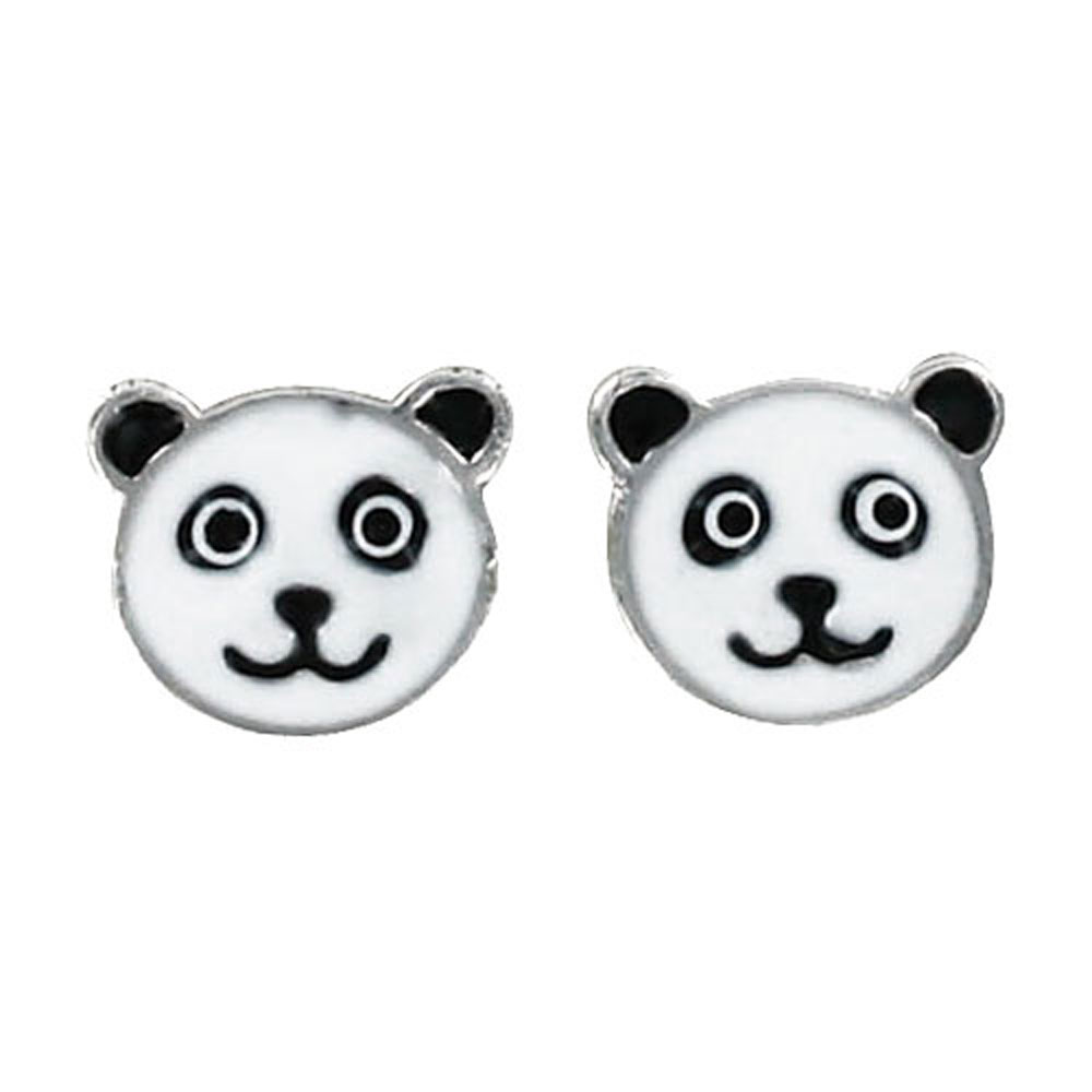 Boucles d'oreilles émail argent 925/1000 rhodié - Blanc - Enfant