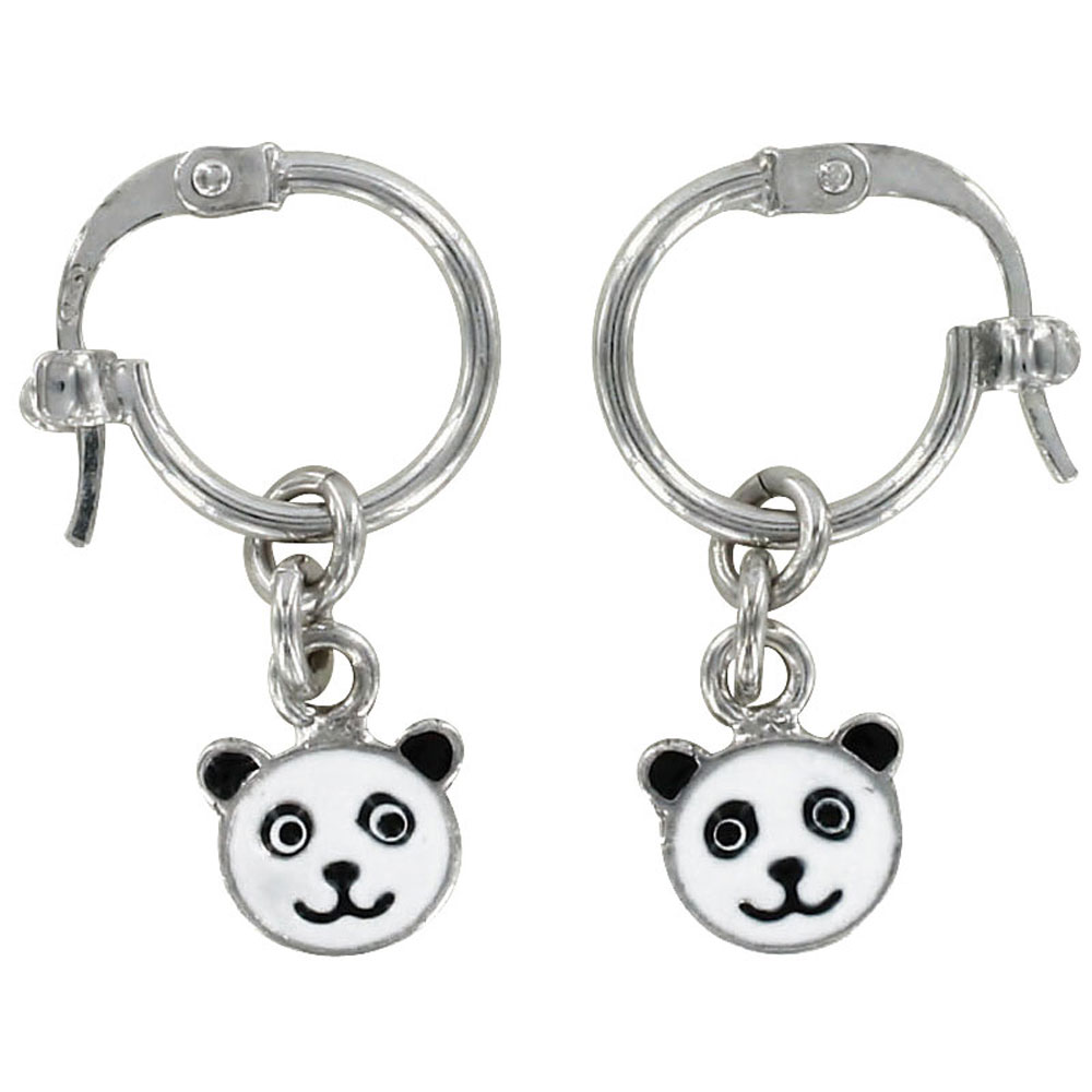 Boucles d'oreilles émail argent 925/1000 rhodié - Blanc - Enfant