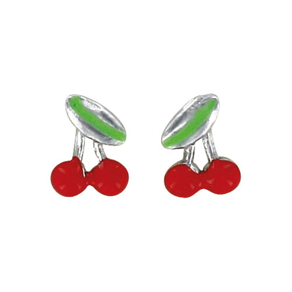 Boucles d'oreilles émail argent 925/1000 rhodié - Rouge - Enfant