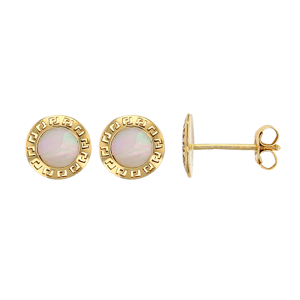 Boucles d'oreilles rondes en Or 750/1000 avec nacre (303005)