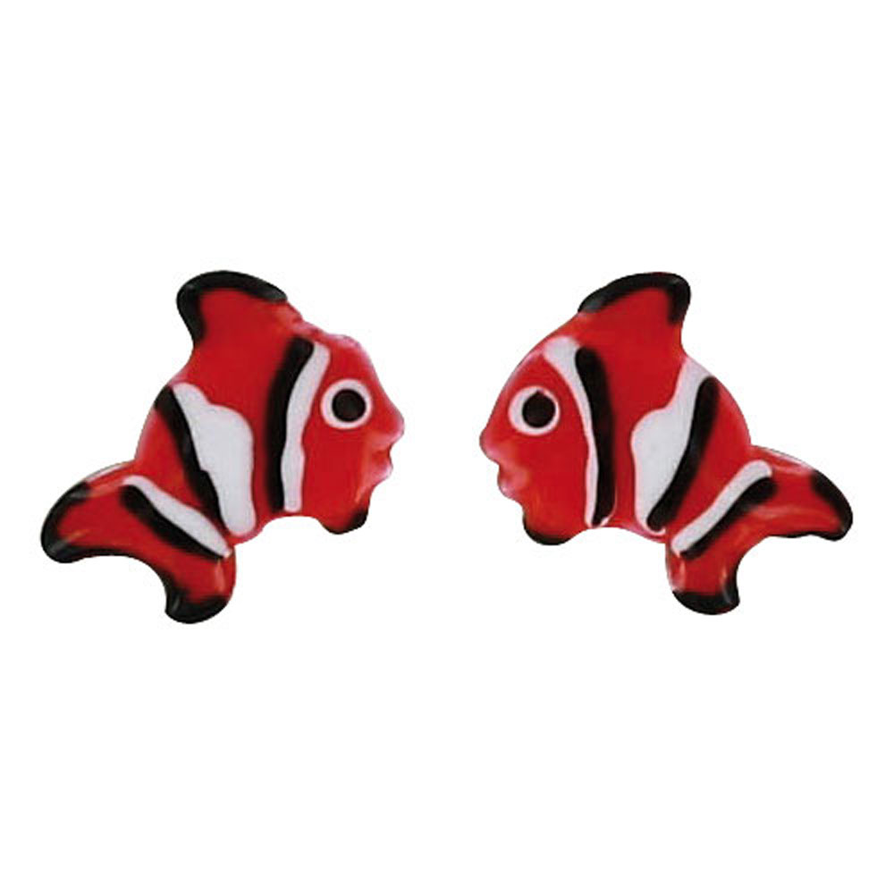 Boucles d'oreilles émail argent 925/1000 rhodié - Rouge  - Enfant