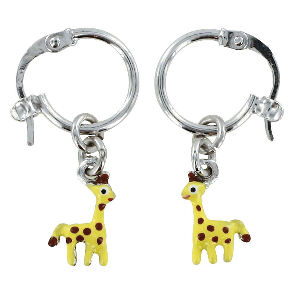 Boucles d'oreilles émail argent 925/1000 rhodié - Jaune  - Enfant