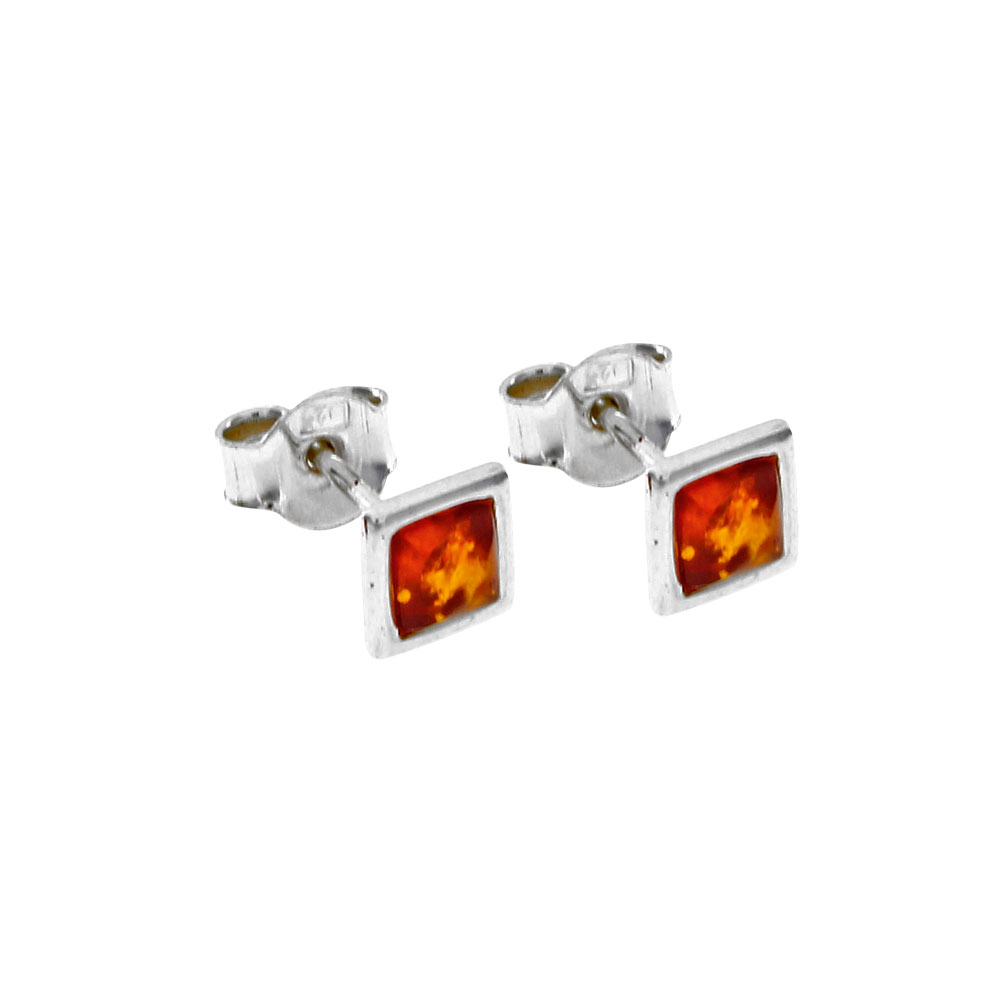 Boucles d'oreilles argent 925/1000e ambre