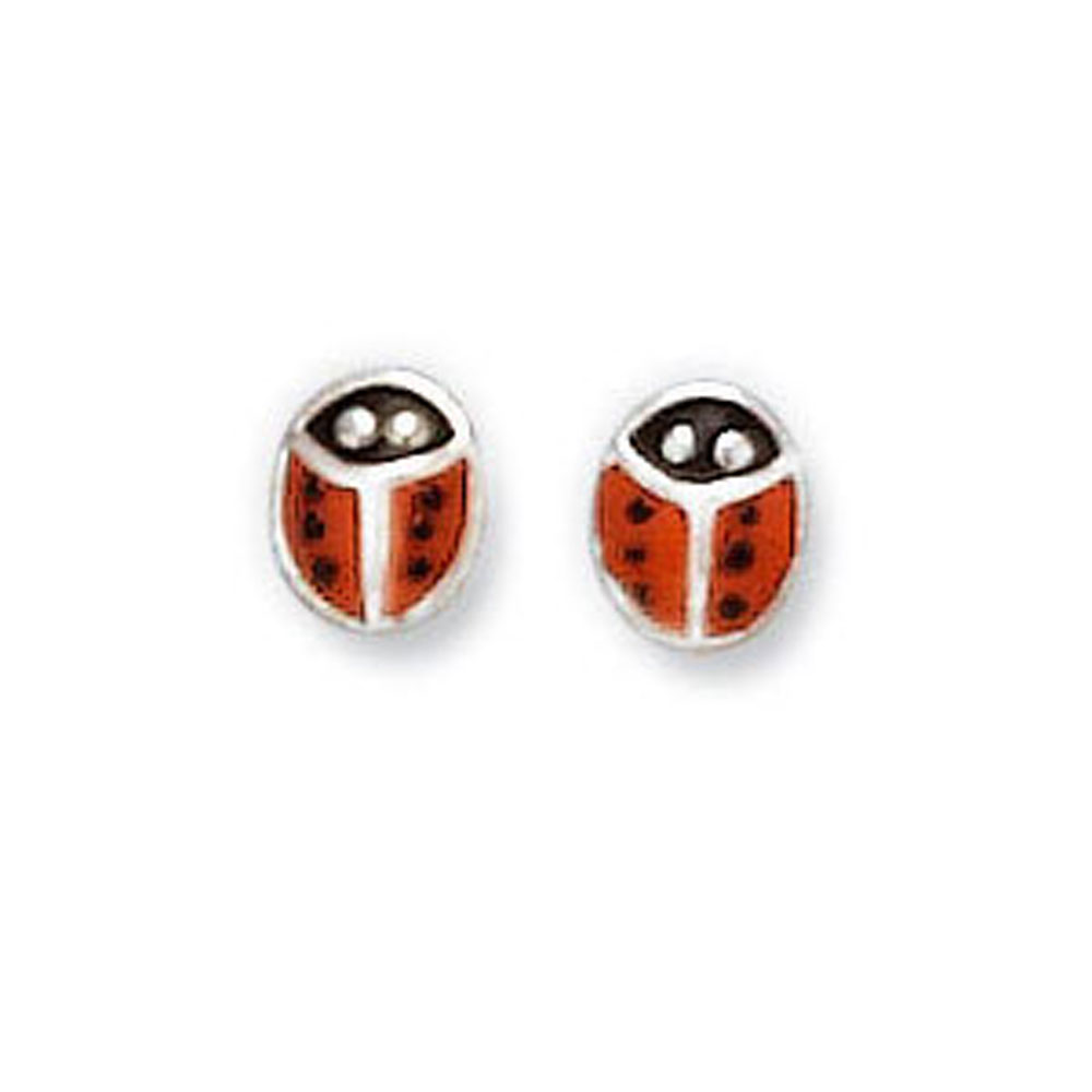 Boucles d'oreilles argent 925/1000e émaillées - Rouge - Enfant