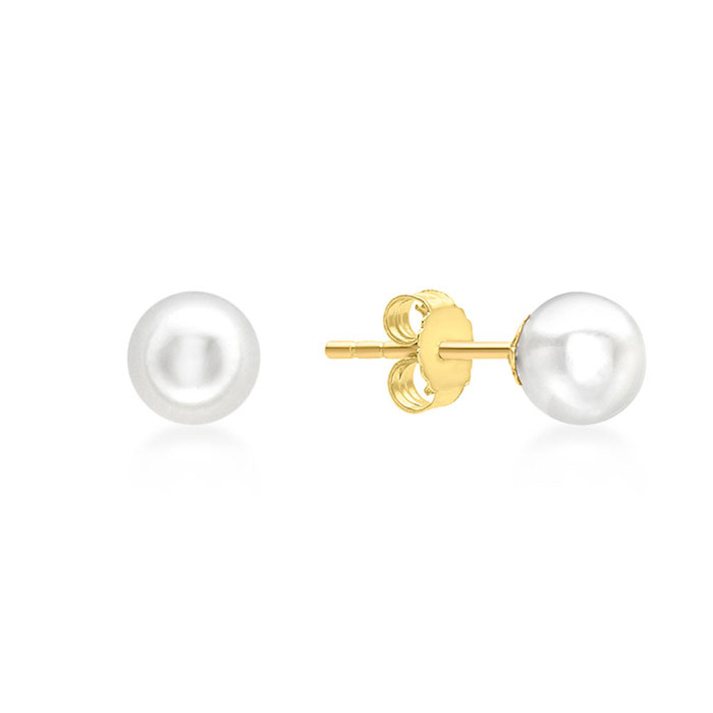 Boucle d'oreilles or jaune 375/1000e et perle d'eau douce