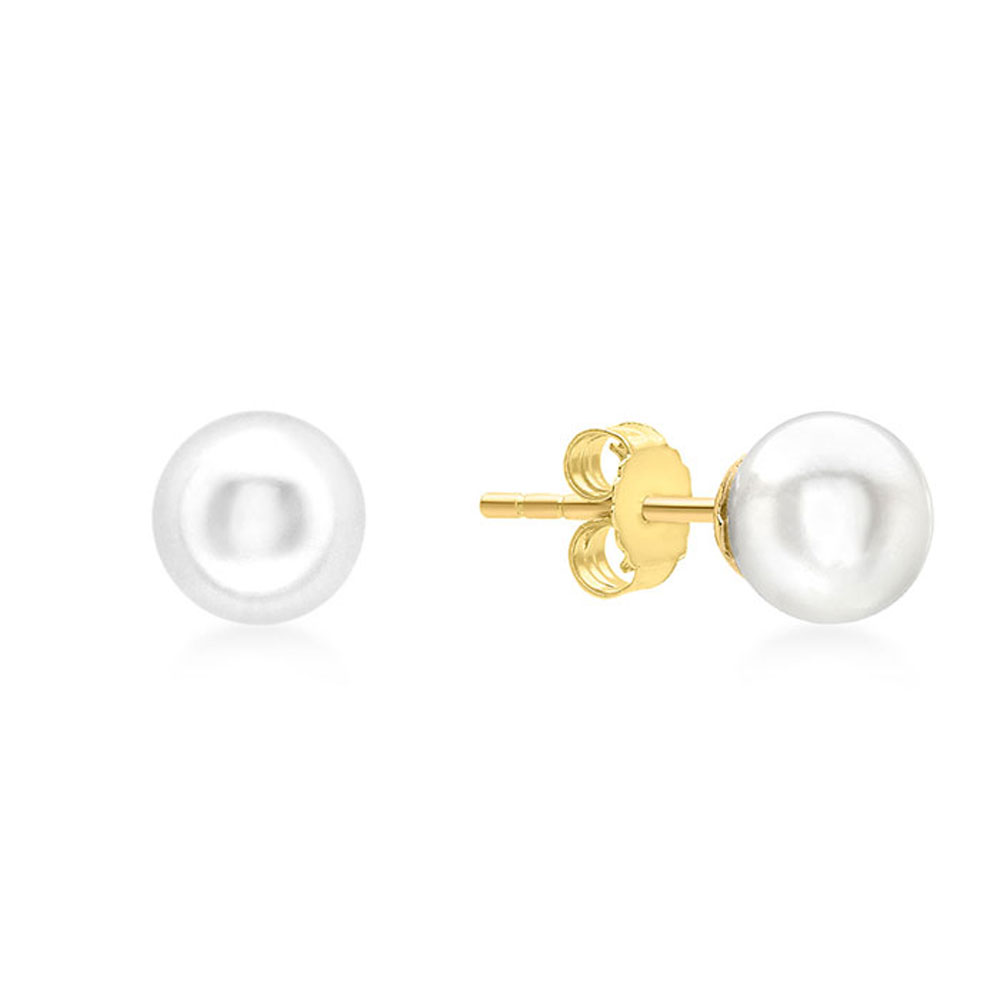 Boucle d'oreilles or jaune 375/1000e et perle d'eau douce