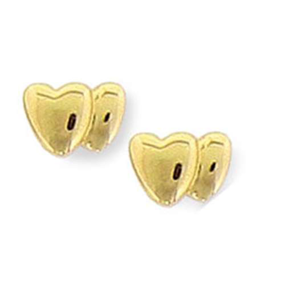 Boucles d'oreilles plaqué or double cœur  - (102020)