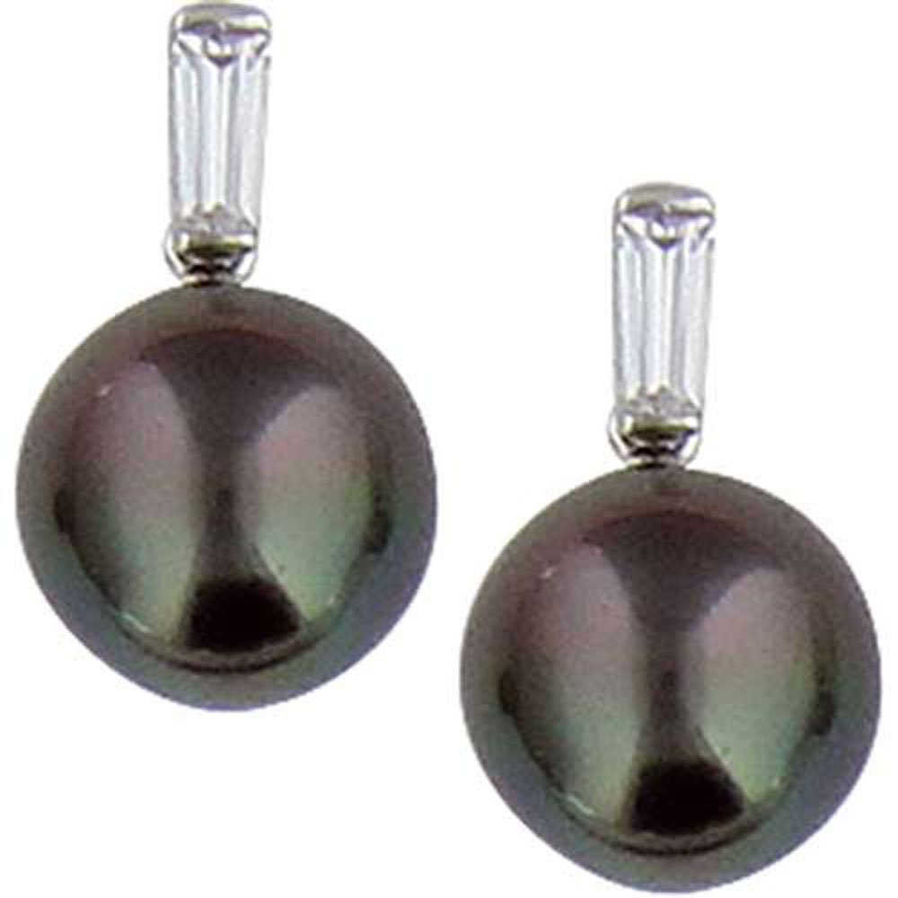 Boucles d'oreilles argent 925/1000e OZ perle Tahiti Ø10/11 (1,44 g) - (101561)