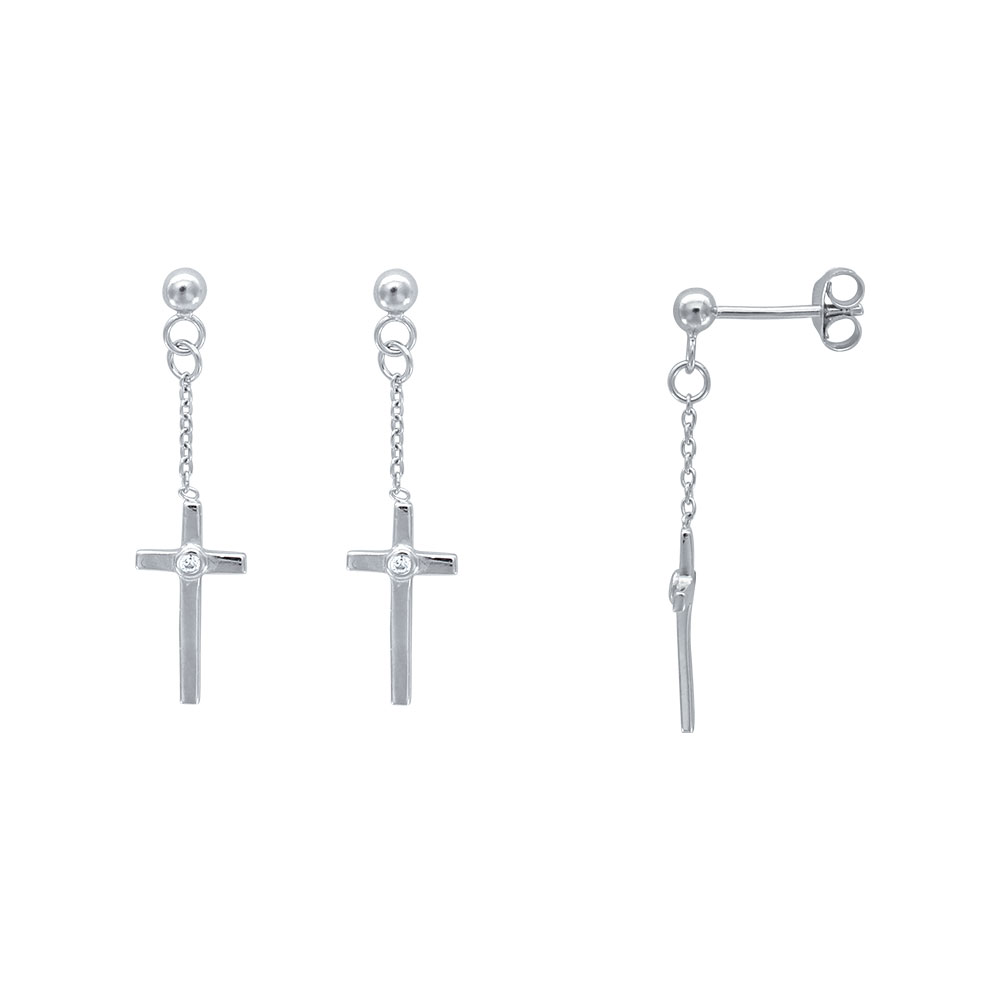 Pendants croix en argent 925/1000 rhodié et oxydes de zirconium