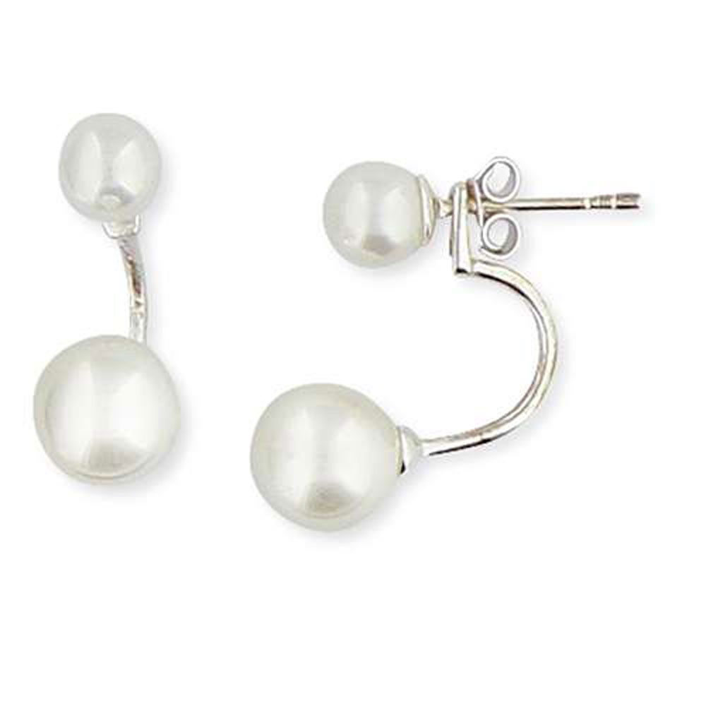 Boucles d'oreilles argent 925/1000e perles d'imitations blanches (1,11 g) - (101576)