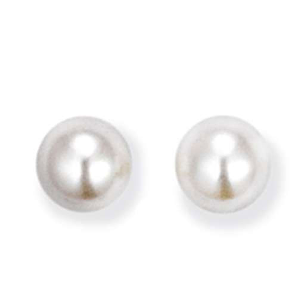 Boucles d'oreilles argent 925/1000e perles d'imitations blanches 6mm (0,40 g) - (101581)