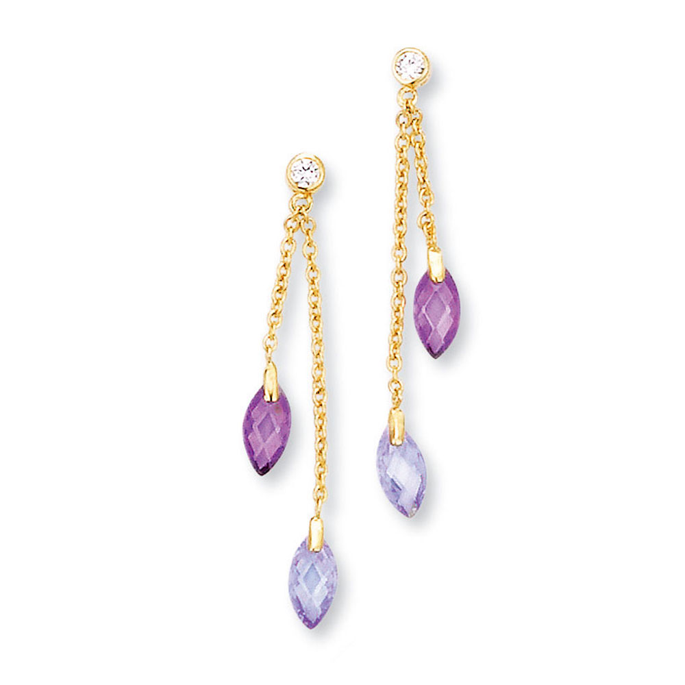 Boucles d'oreilles plaqué or et oxyde de zirconium - Violet