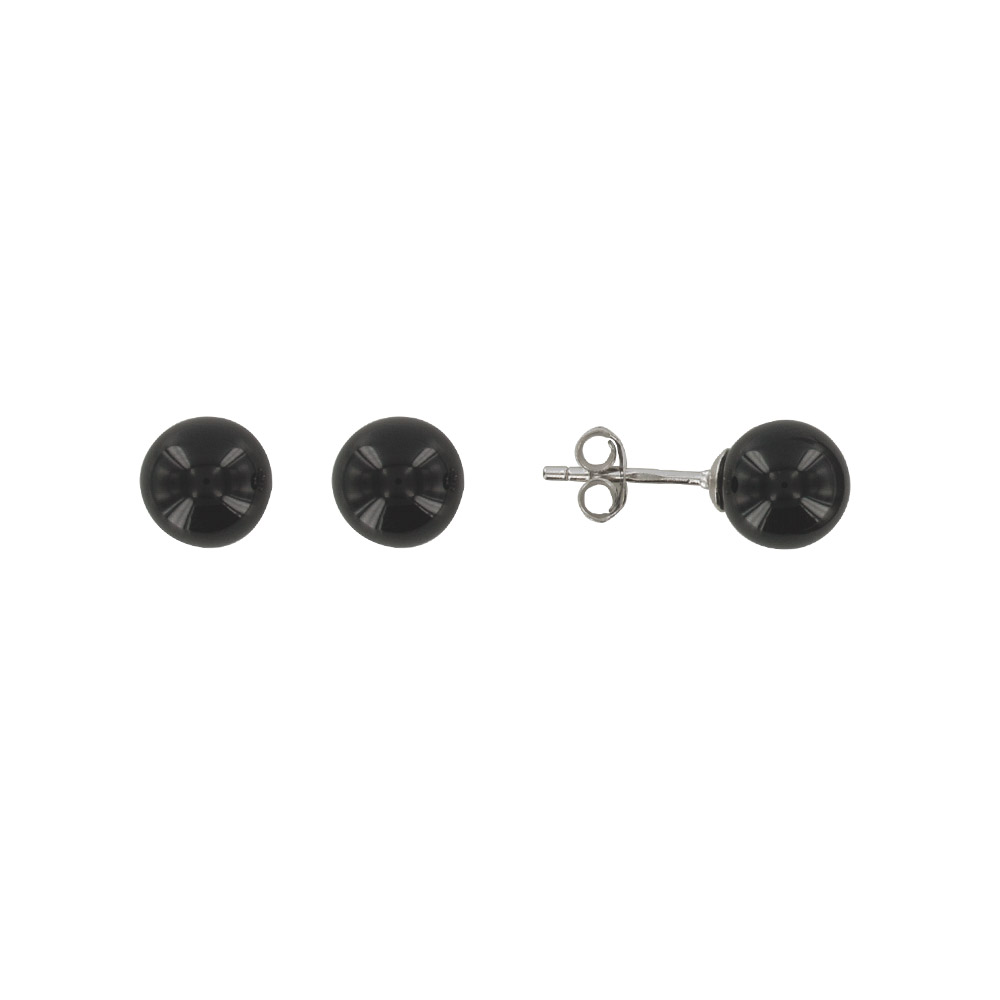 Boucles d'oreilles argent rhodié 925/1000e et Onyx - Noires