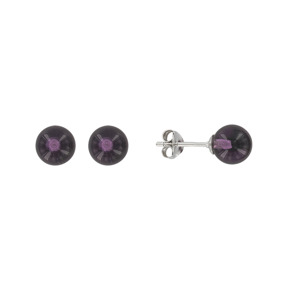 Boucles d'oreilles argent rhodié 925/1000e - Violettes