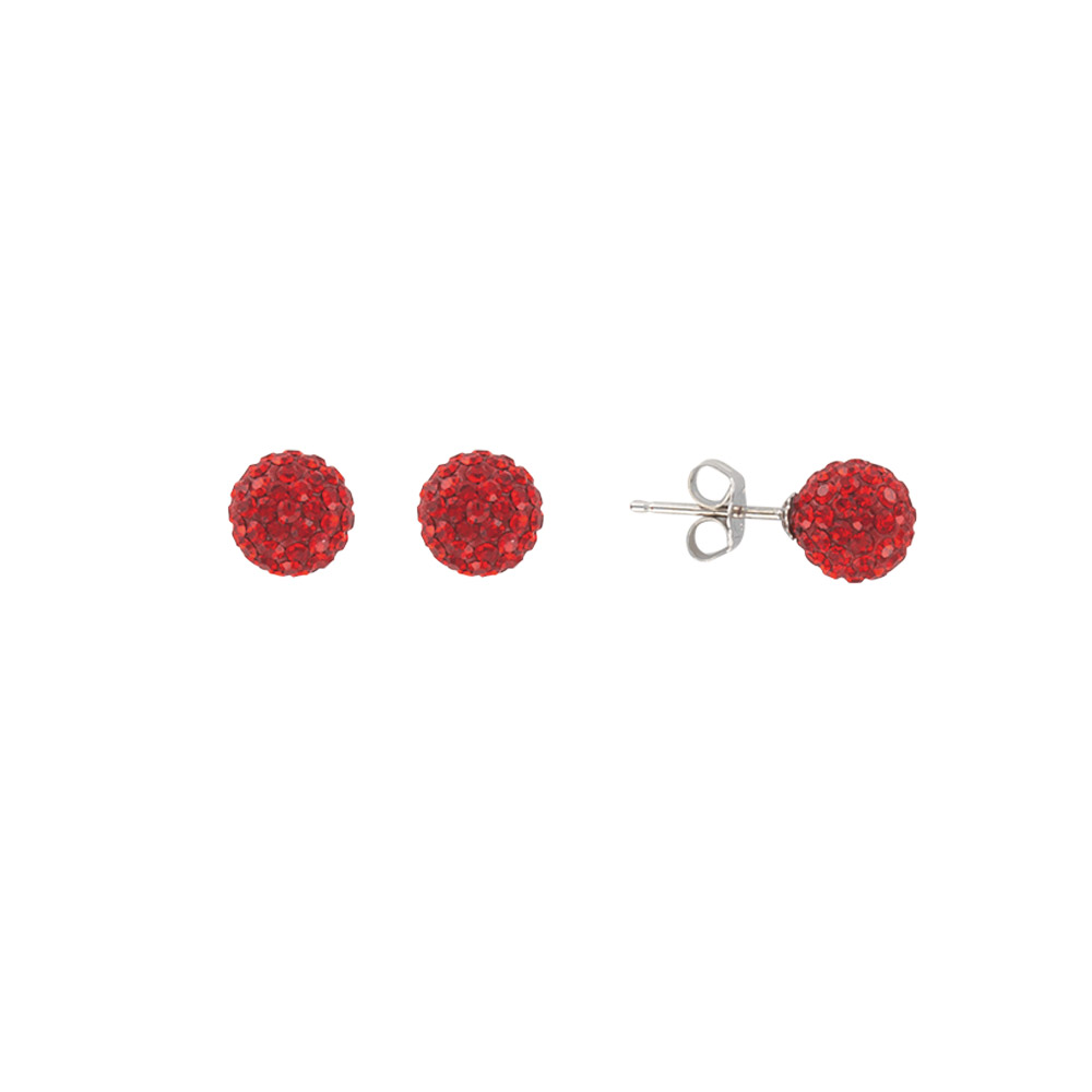 Boucles d'oreilles argent rhodié 925/1000e - Rouges