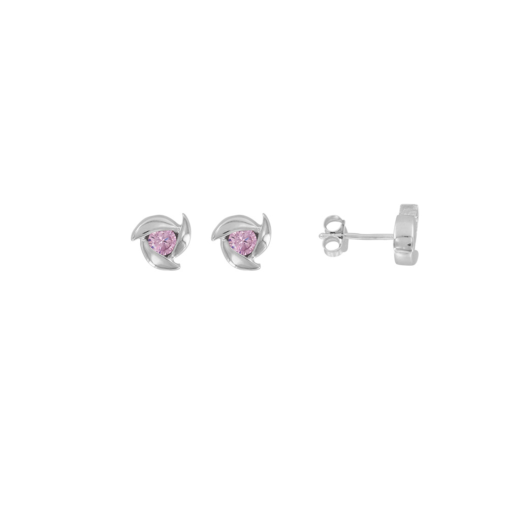 Boucles d'oreilles argent rhodié 925/1000e et Oxyde de Zirconium - Roses