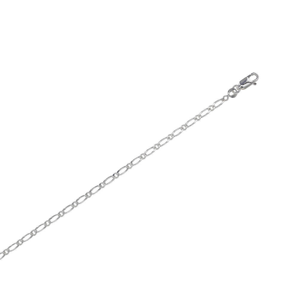 Chaîne de cou maille figaro simple argent 925/1000 (55 cm)