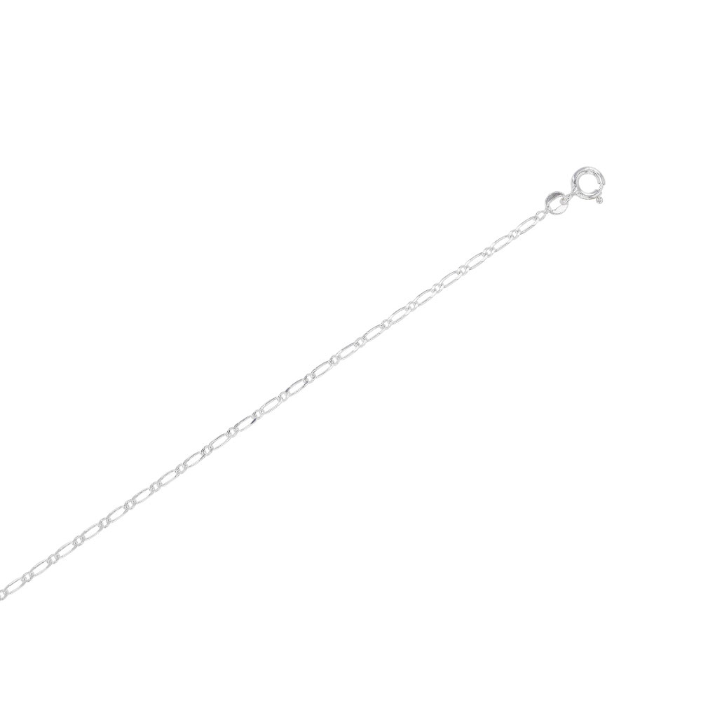 Chaîne de cou maille figaro simple argent 925/1000 (50 cm)