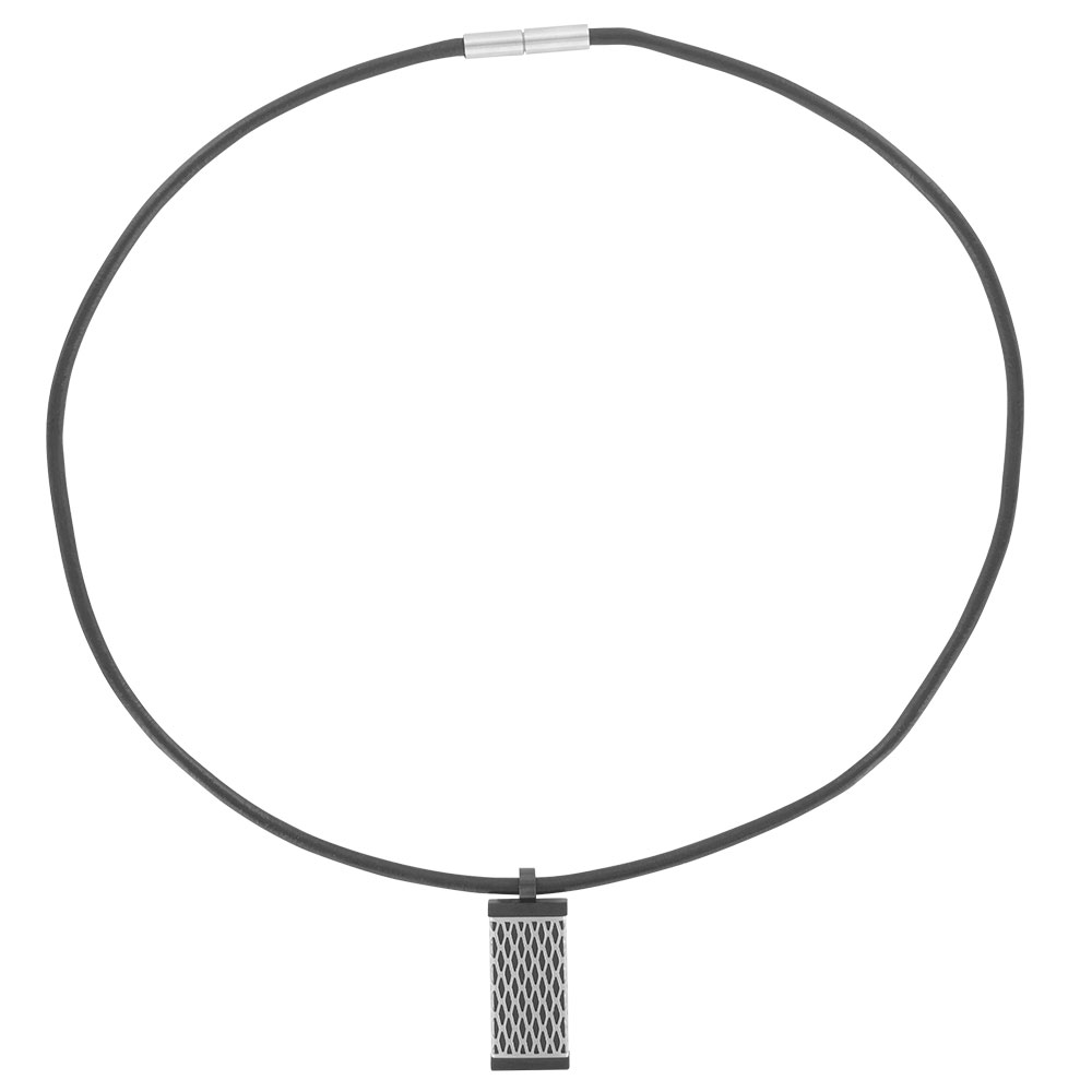 Collier cordon cuir d'équin noir et pendentif acier noir pour homme