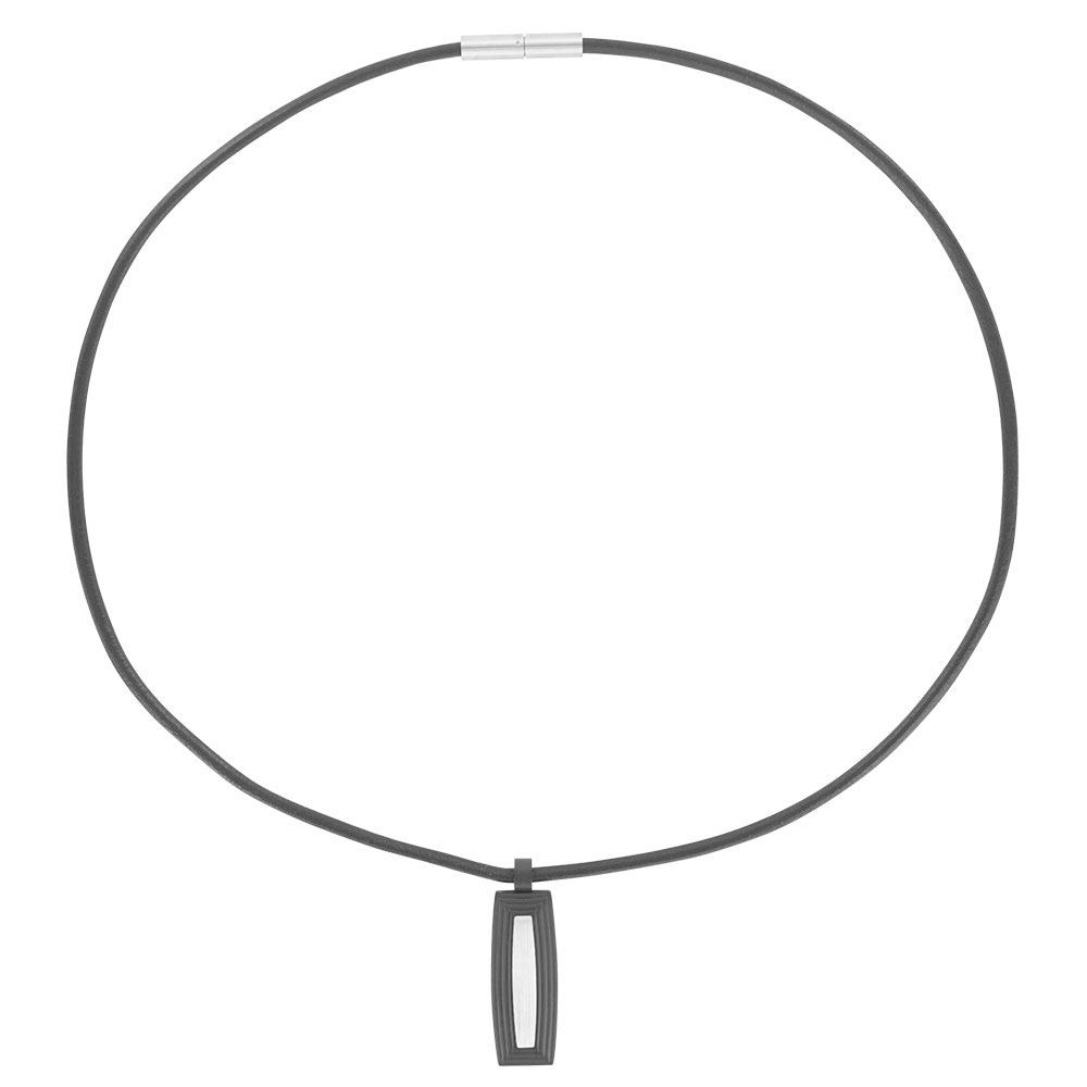 Collier cordon cuir d'équin noir et pendentif acier pour homme