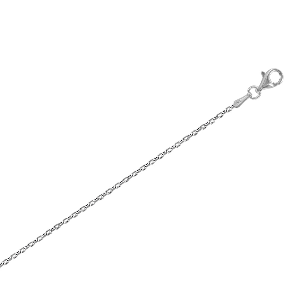 Chaîne de cou maille forçat - Argent 925/1000 rhodié - 45cm - (ø fil 0,45mm)