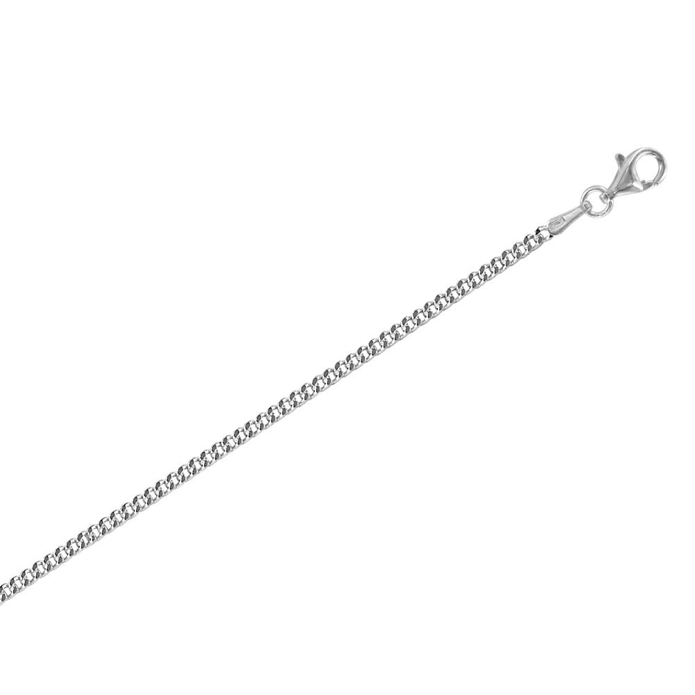Chaîne de cou maille gourmette - Argent 925/1000 rhodié - 45cm - (ø fil 0,60mm)