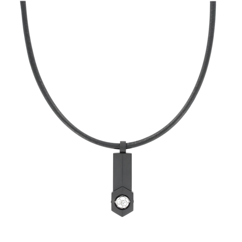 Collier cordon acier et cuir - Homme
