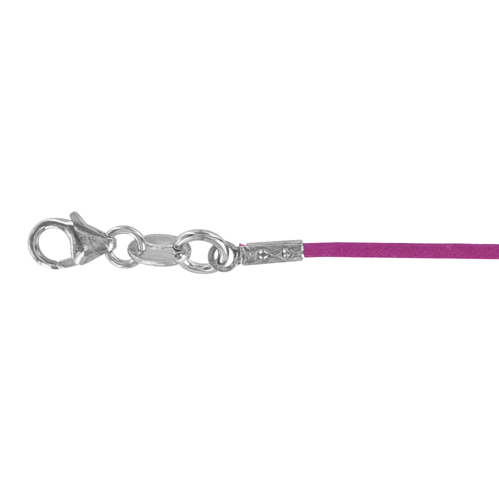 Cordon coton violet - Fermoir argent 925/1000 rhodié  - Enfant