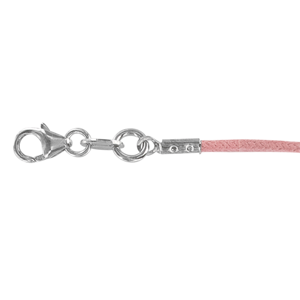 Cordon coton rose bonbon - Fermoir argent 925/1000 rhodié  - Enfant