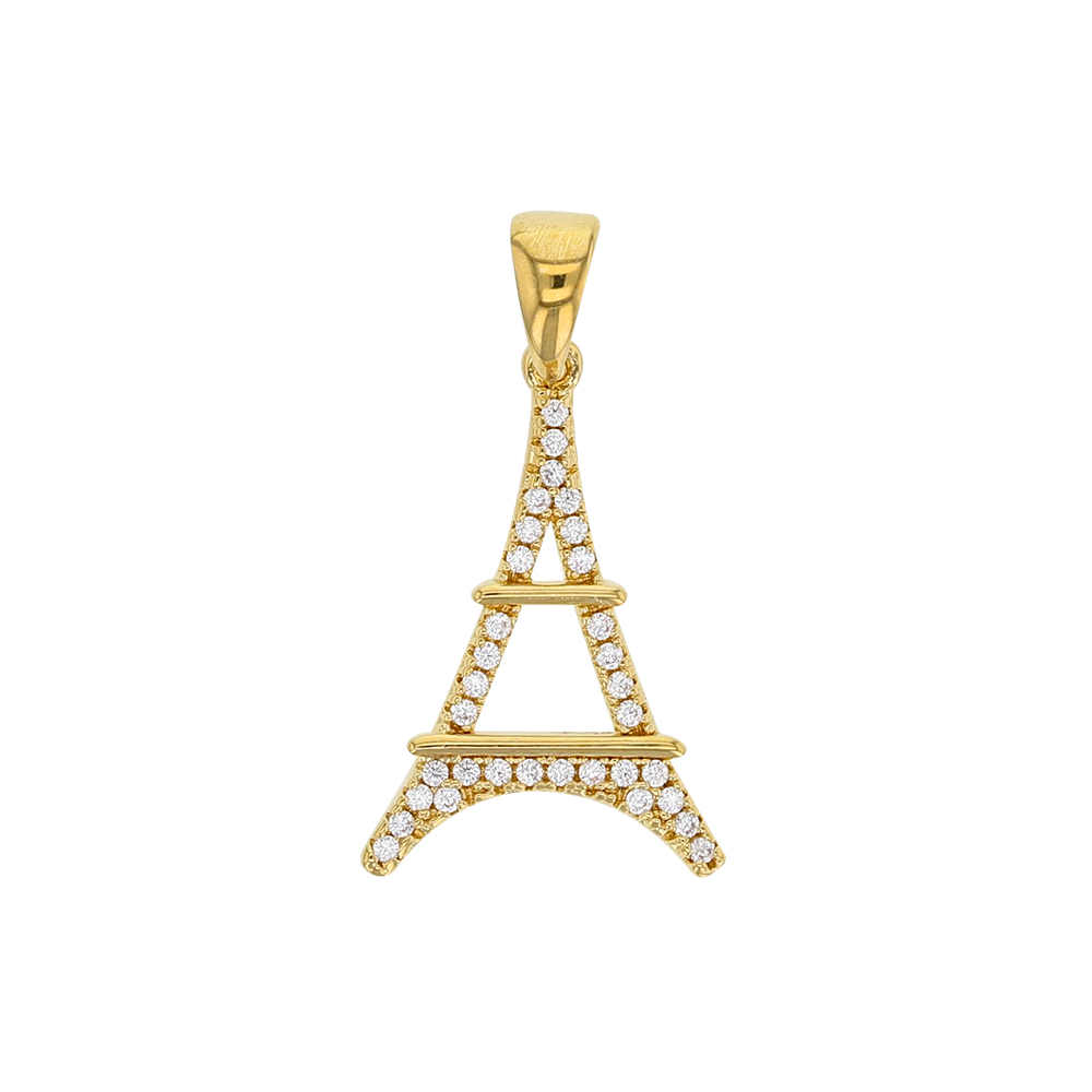 Pendentif Tour Eiffel plaqué or ornée d'oxydes de zirconium (3260235)