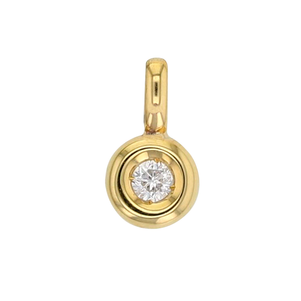 Pendentif rond en Or 750/1000 avec diamant 0.03ct en serti clos (306065)