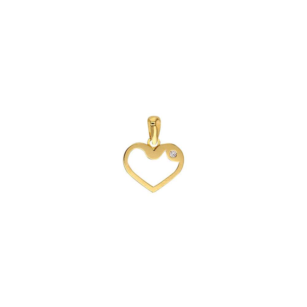 Pendentif coeur ajouré orné d'un oxyde de zirconium Or 375/1000 (396317)