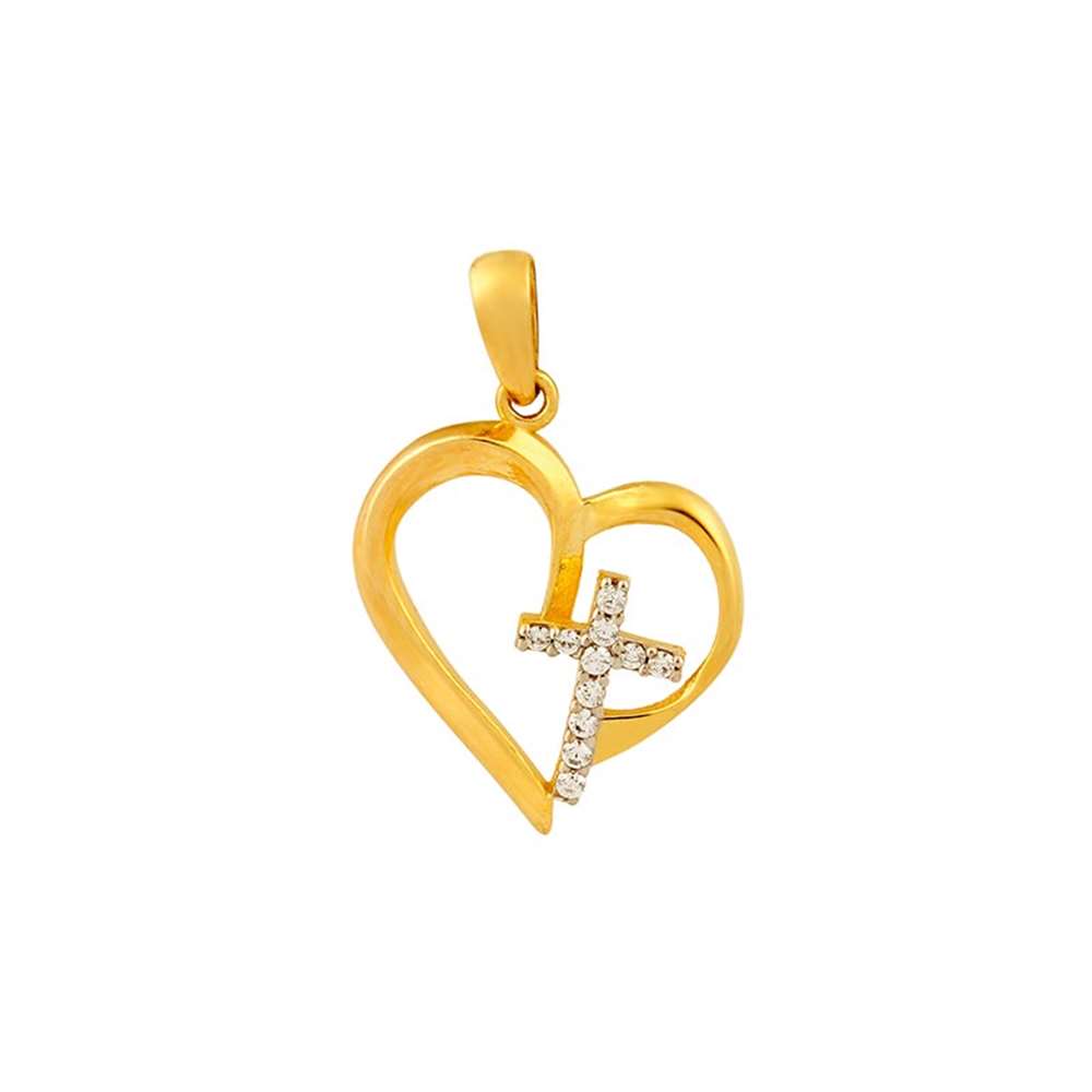 Pendentif coeur ajouré Or 750/1000 orné d'une croix empierrée (306103)