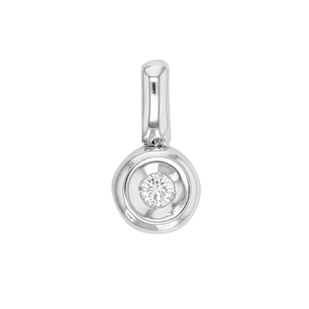 Pendentif rond en Or blanc 750/1000 avec diamond 0.03ct en serti clos (306065BL)