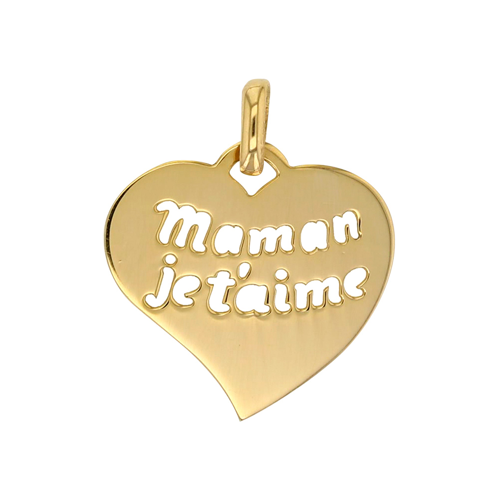 Pendentif coeur en Or 375/1000 avec message 'Maman je t'aime' (396117)