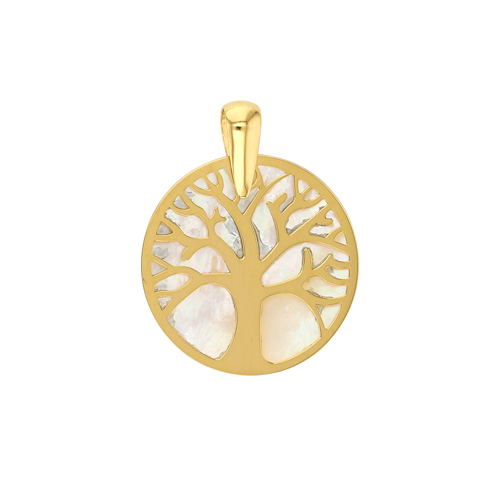 Pendentif rond Arbre de vie en Or 750/1000 et nacre (306054)