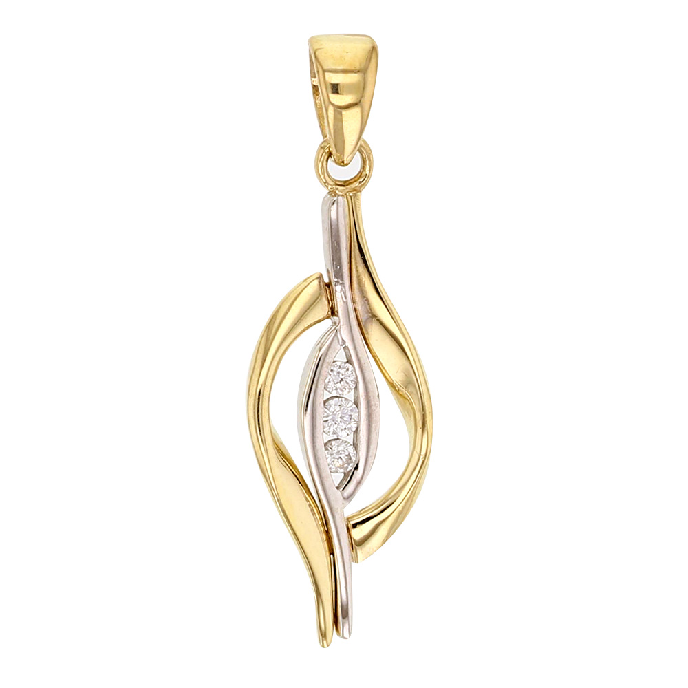 Pendentif en or 375/1000e jaune et blanc avec oxydes au milieu (396193)