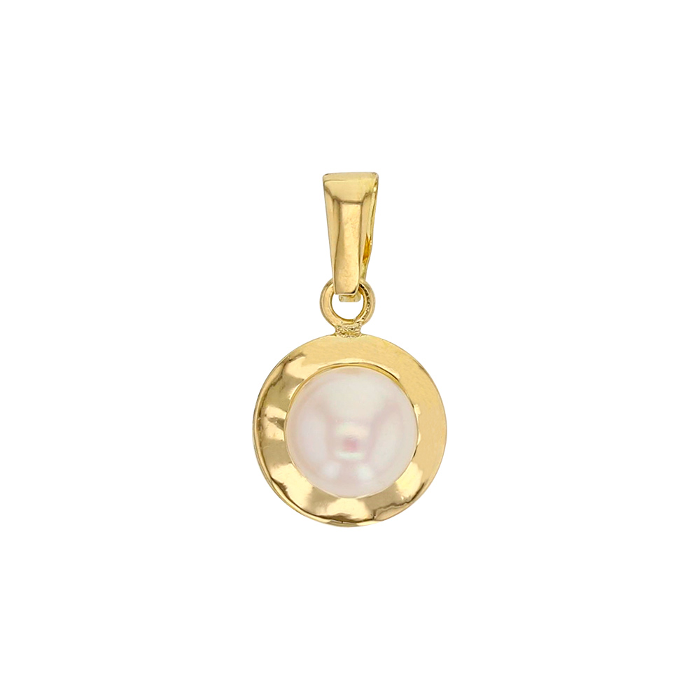 Pendentif rond en Or 750/1000 avec perle d'eau douce (306049)