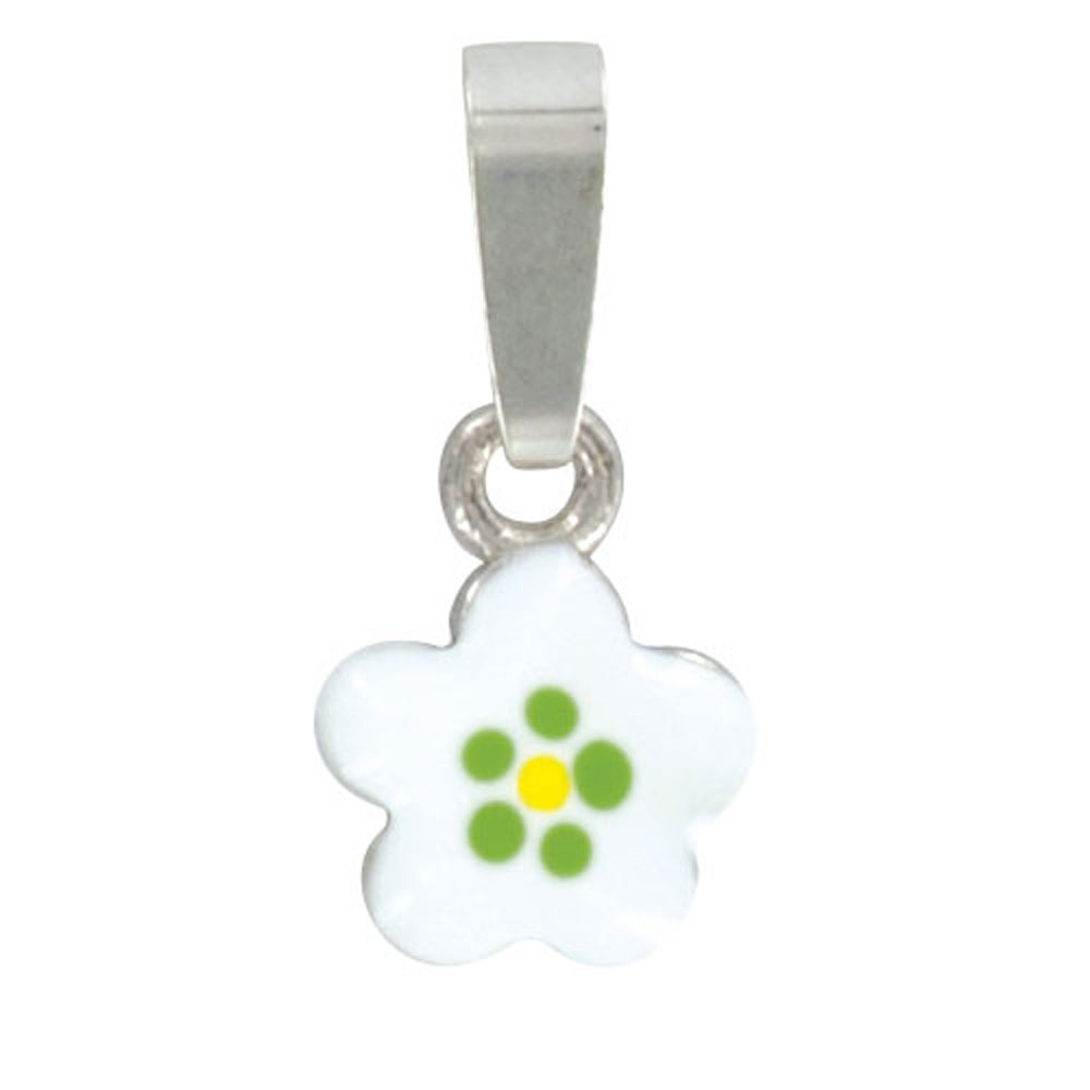 Pendentif émail argent 925/1000 rhodié - Blanc - Enfant