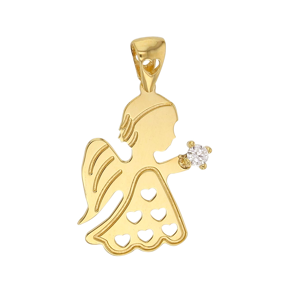 Pendentif ange en Or 375/1000e avec oxyde de zirconium (396098)